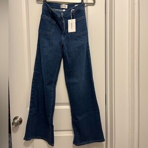 New with tags FRAME Le Slim Palazzo jeans with Bardot pocket Thunderstorm Sz 28